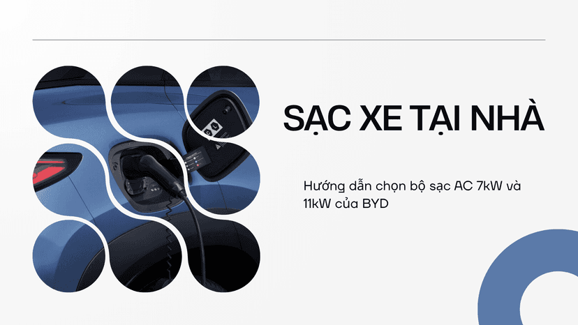 Sạc xe BYD tại nhà: hướng dẫn chọn bộ sạc AC 7kW và 11kW